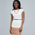 Belted Short Sleeve Knit Top., , small