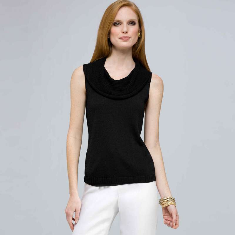 Sleeveless Cowl Neck Knit., , large