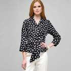 Dot Tie Front Blouse, , small