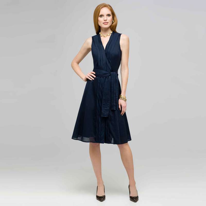 Pleated Dress With Front Sash., , large