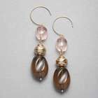 Brown and Pink Drop Earrings, , small